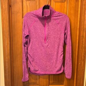 Lucy Half Zip-Up Mock Neck Active Pullover Top Long Sleeve Purple Thumbholes med
